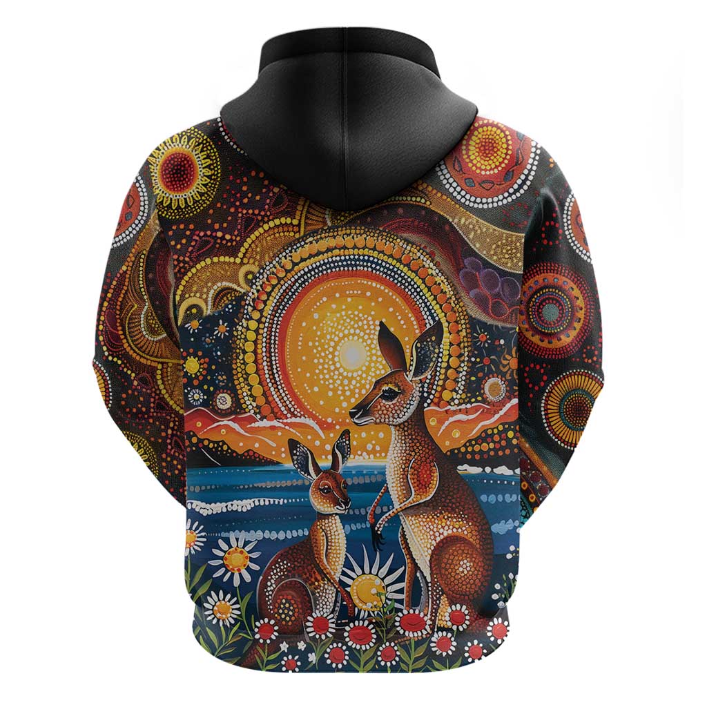 Australian Kangaroos Art Zip Hoodie Aboriginal Dot Painting