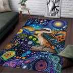 Australian Kookaburra Indigenous Area Rug Aboriginal Dot Painting