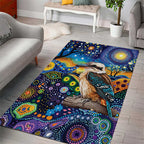 Australian Kookaburra Indigenous Area Rug Aboriginal Dot Painting
