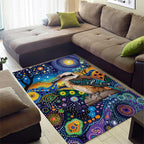 Australian Kookaburra Indigenous Area Rug Aboriginal Dot Painting