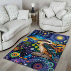 Australian Kookaburra Indigenous Area Rug Aboriginal Dot Painting