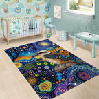 Australian Kookaburra Indigenous Area Rug Aboriginal Dot Painting