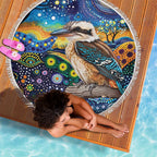 Australian Kookaburra Indigenous Beach Blanket Aboriginal Dot Painting