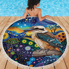 Australian Kookaburra Indigenous Beach Blanket Aboriginal Dot Painting