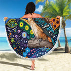 Australian Kookaburra Indigenous Beach Blanket Aboriginal Dot Painting