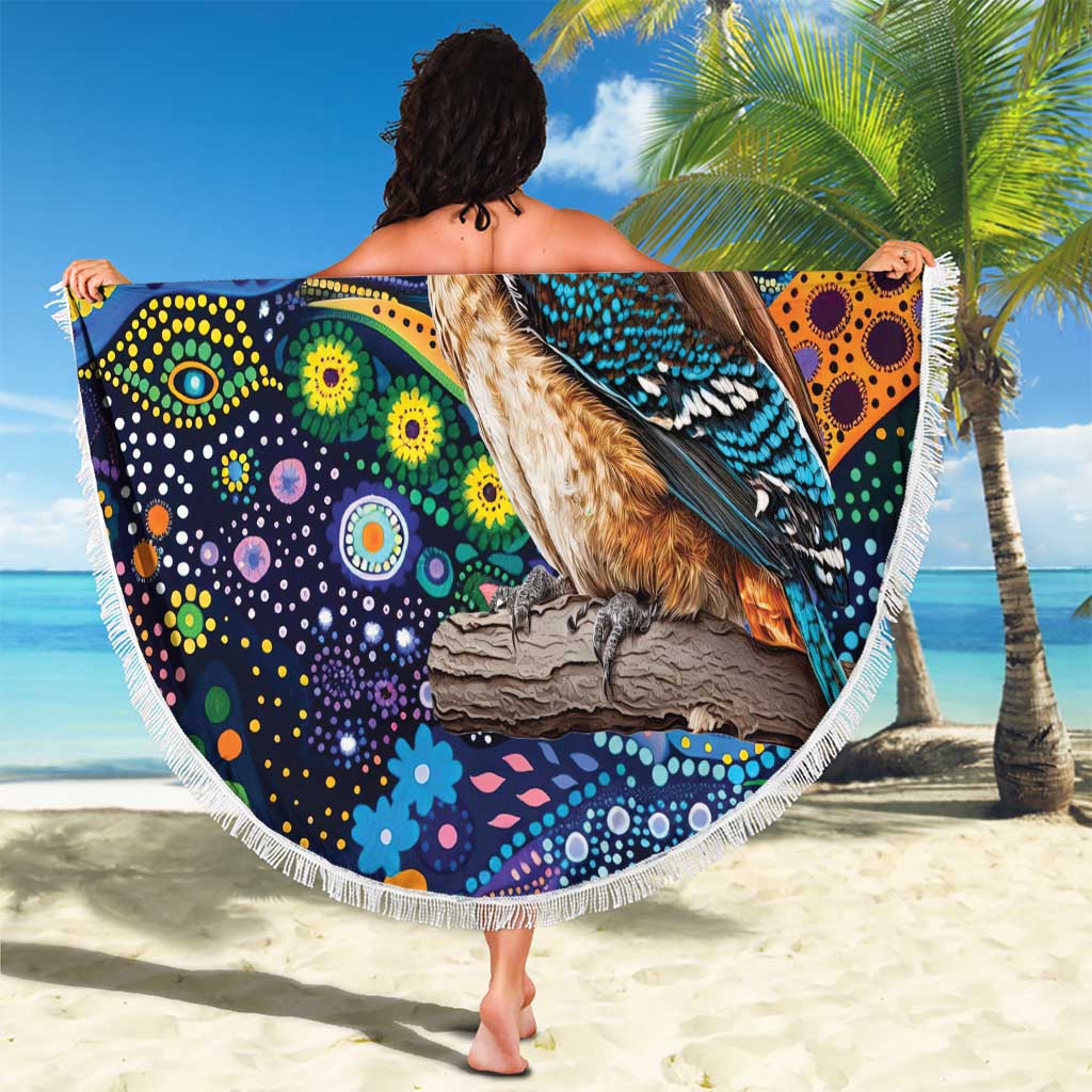 Australian Kookaburra Indigenous Beach Blanket Aboriginal Dot Painting