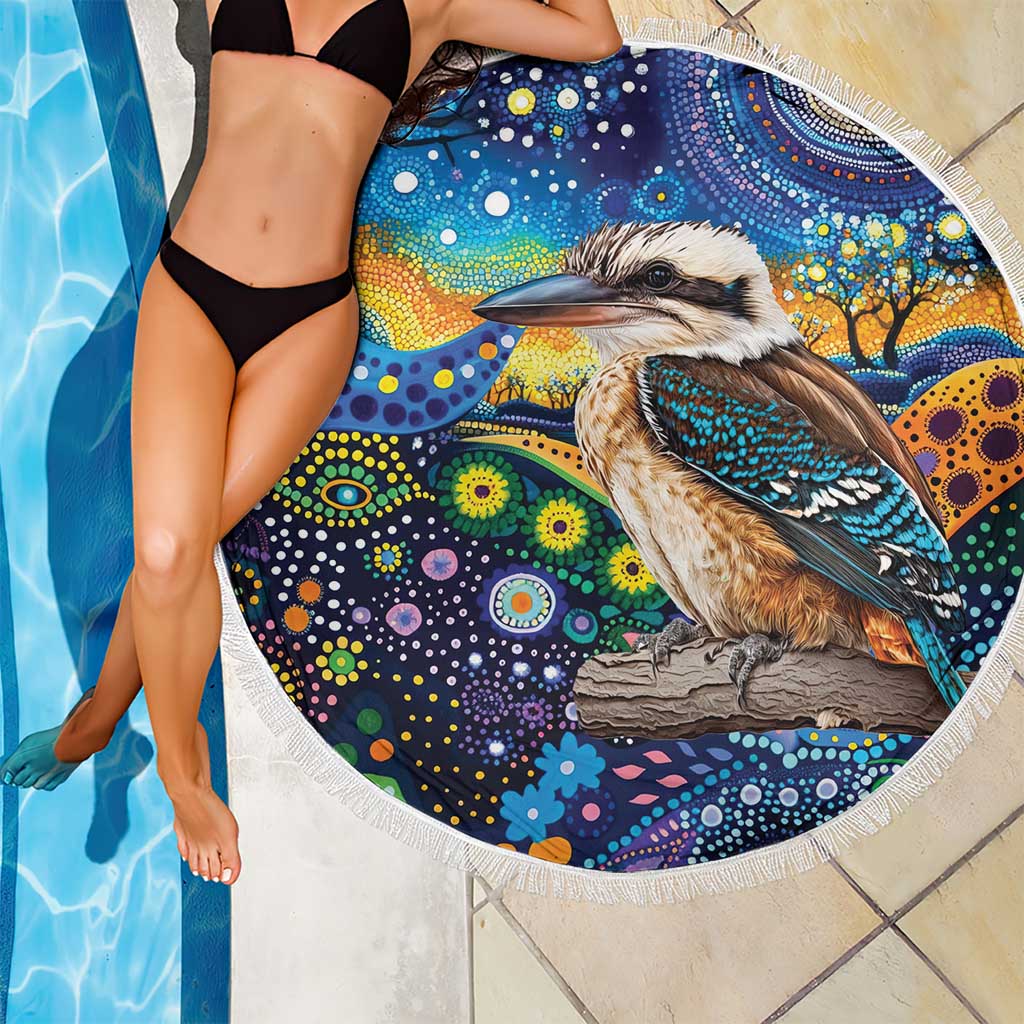 Australian Kookaburra Indigenous Beach Blanket Aboriginal Dot Painting