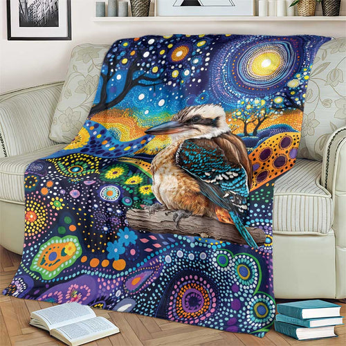 Australian Kookaburra Indigenous Blanket Aboriginal Dot Painting