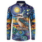 Australian Kookaburra Indigenous Button Sweatshirt Aboriginal Dot Painting