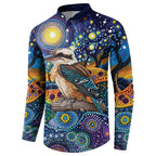 Australian Kookaburra Indigenous Button Sweatshirt Aboriginal Dot Painting