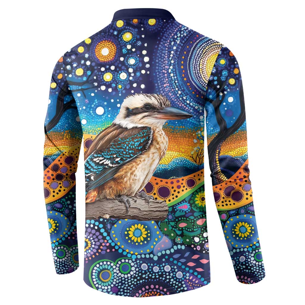 Australian Kookaburra Indigenous Button Sweatshirt Aboriginal Dot Painting
