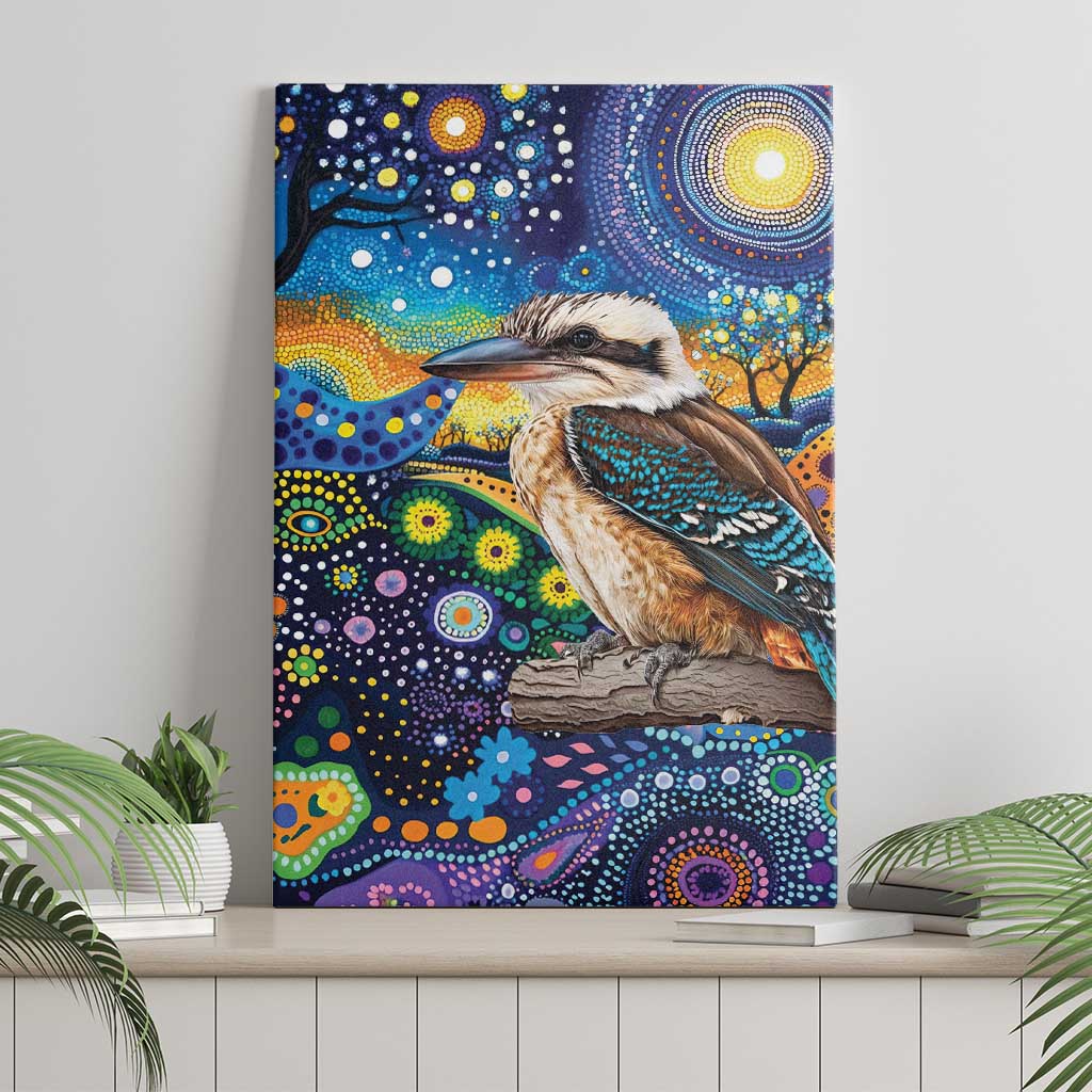Australian Kookaburra Indigenous Canvas Wall Art Aboriginal Dot Painting