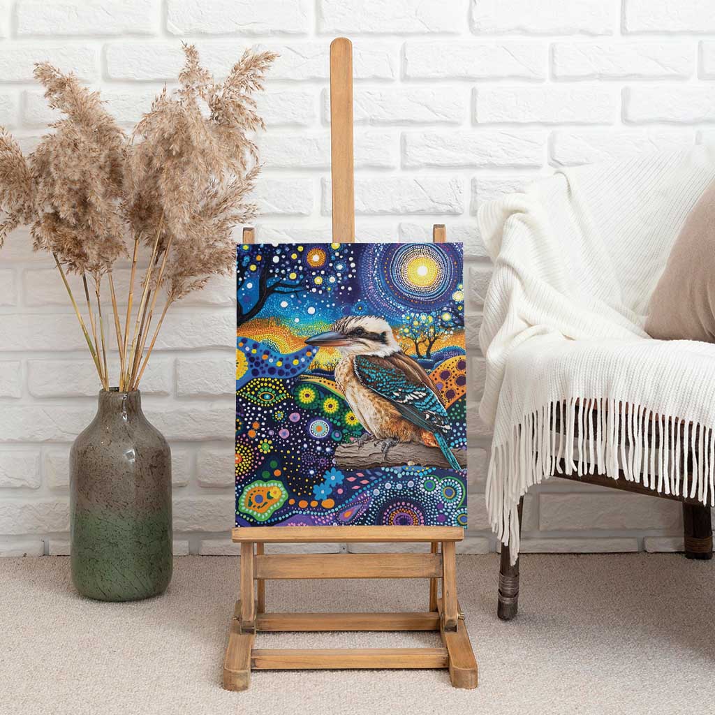 Australian Kookaburra Indigenous Canvas Wall Art Aboriginal Dot Painting
