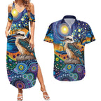 Australian Kookaburra Indigenous Couples Matching Summer Maxi Dress and Hawaiian Shirt Aboriginal Dot Painting