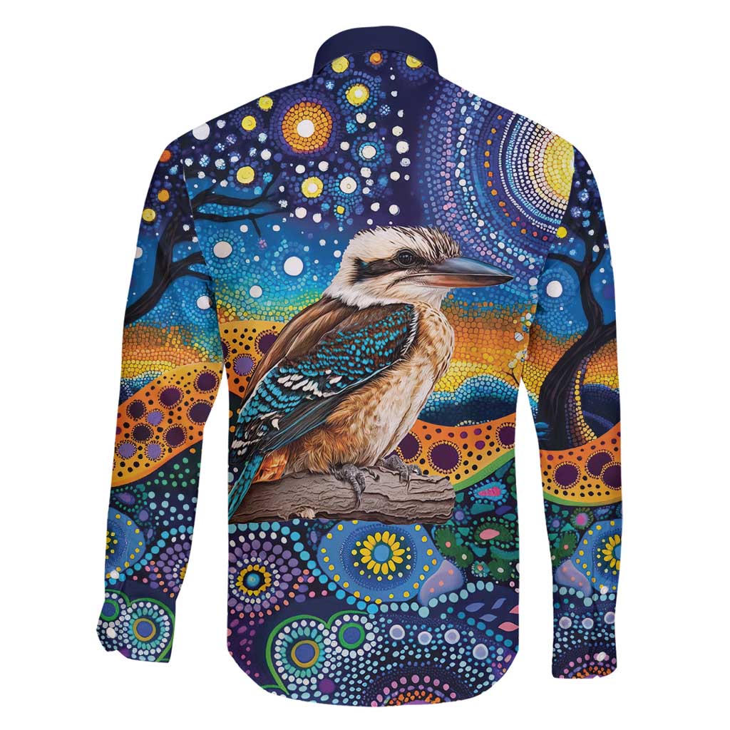 Australian Kookaburra Indigenous Family Matching Long Sleeve Bodycon Dress and Hawaiian Shirt Aboriginal Dot Painting