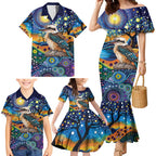 Australian Kookaburra Indigenous Family Matching Mermaid Dress and Hawaiian Shirt Aboriginal Dot Painting