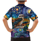 Australian Kookaburra Indigenous Family Matching Mermaid Dress and Hawaiian Shirt Aboriginal Dot Painting
