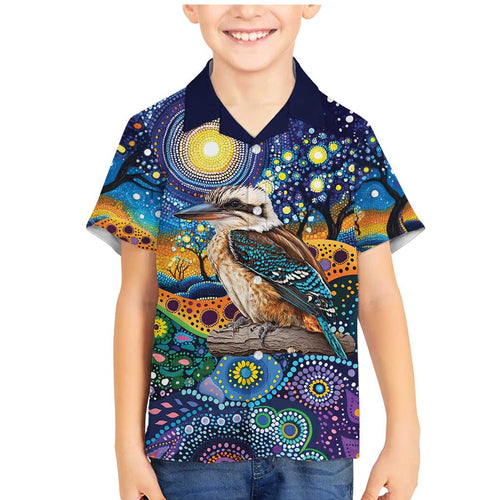 Australian Kookaburra Indigenous Family Matching Mermaid Dress and Hawaiian Shirt Aboriginal Dot Painting