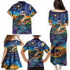 Australian Kookaburra Indigenous Family Matching Puletasi and Hawaiian Shirt Aboriginal Dot Painting