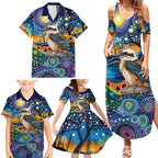 Australian Kookaburra Indigenous Family Matching Summer Maxi Dress and Hawaiian Shirt Aboriginal Dot Painting