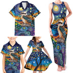 Australian Kookaburra Indigenous Family Matching Tank Maxi Dress and Hawaiian Shirt Aboriginal Dot Painting