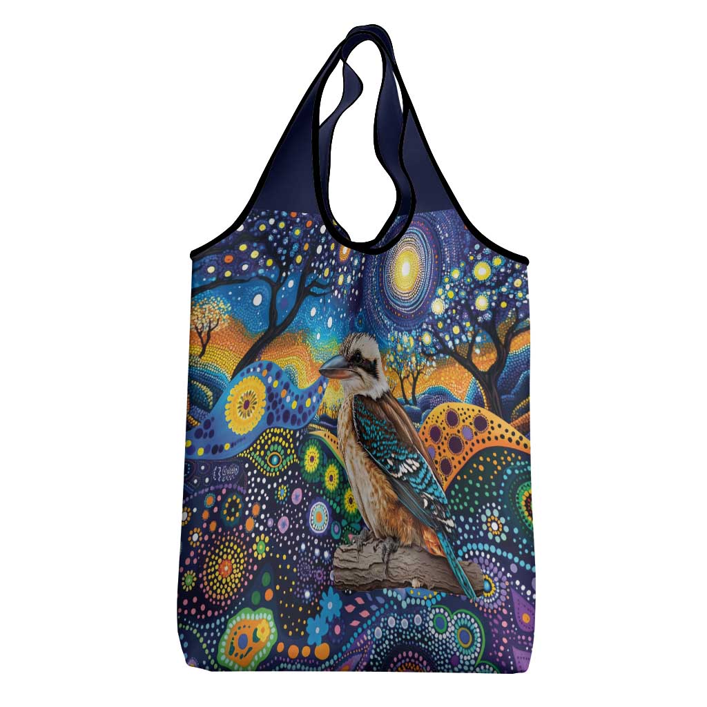 Australian Kookaburra Indigenous Grocery Bag Aboriginal Dot Painting