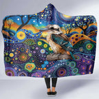 Australian Kookaburra Indigenous Hooded Blanket Aboriginal Dot Painting