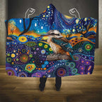 Australian Kookaburra Indigenous Hooded Blanket Aboriginal Dot Painting