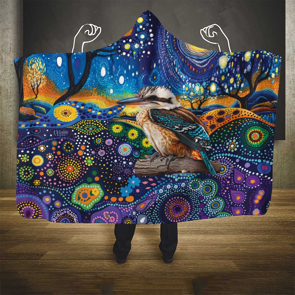 Australian Kookaburra Indigenous Hooded Blanket Aboriginal Dot Painting