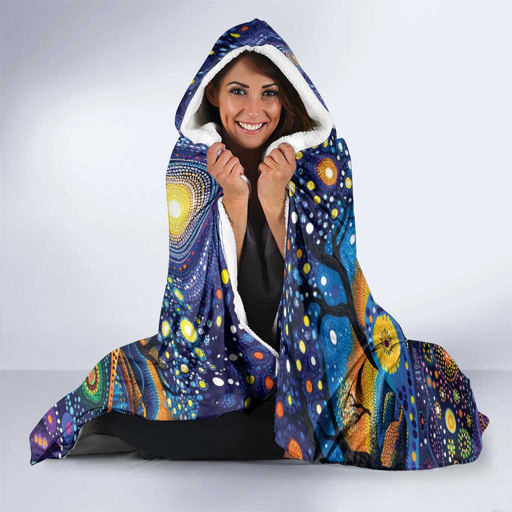 Australian Kookaburra Indigenous Hooded Blanket Aboriginal Dot Painting