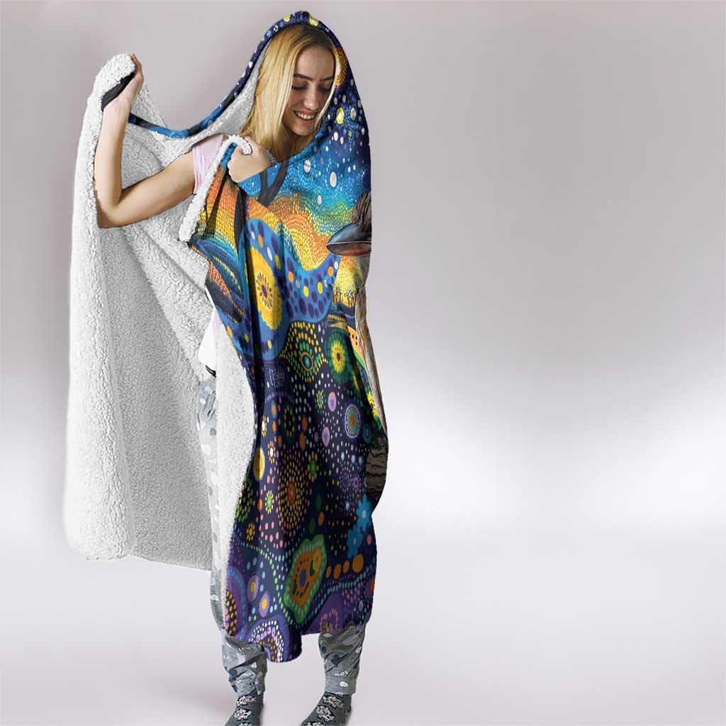Australian Kookaburra Indigenous Hooded Blanket Aboriginal Dot Painting