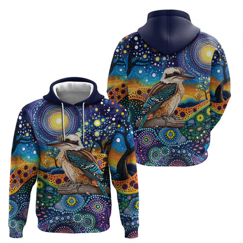 Australian Kookaburra Indigenous Hoodie Aboriginal Dot Painting