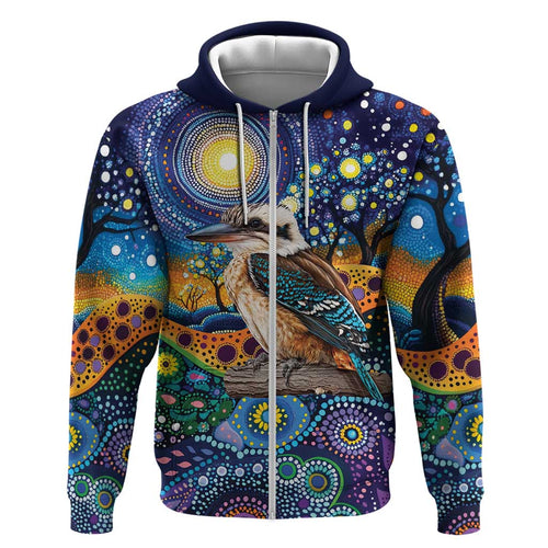 Australian Kookaburra Indigenous Hoodie Aboriginal Dot Painting
