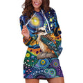 Australian Kookaburra Indigenous Hoodie Dress Aboriginal Dot Painting