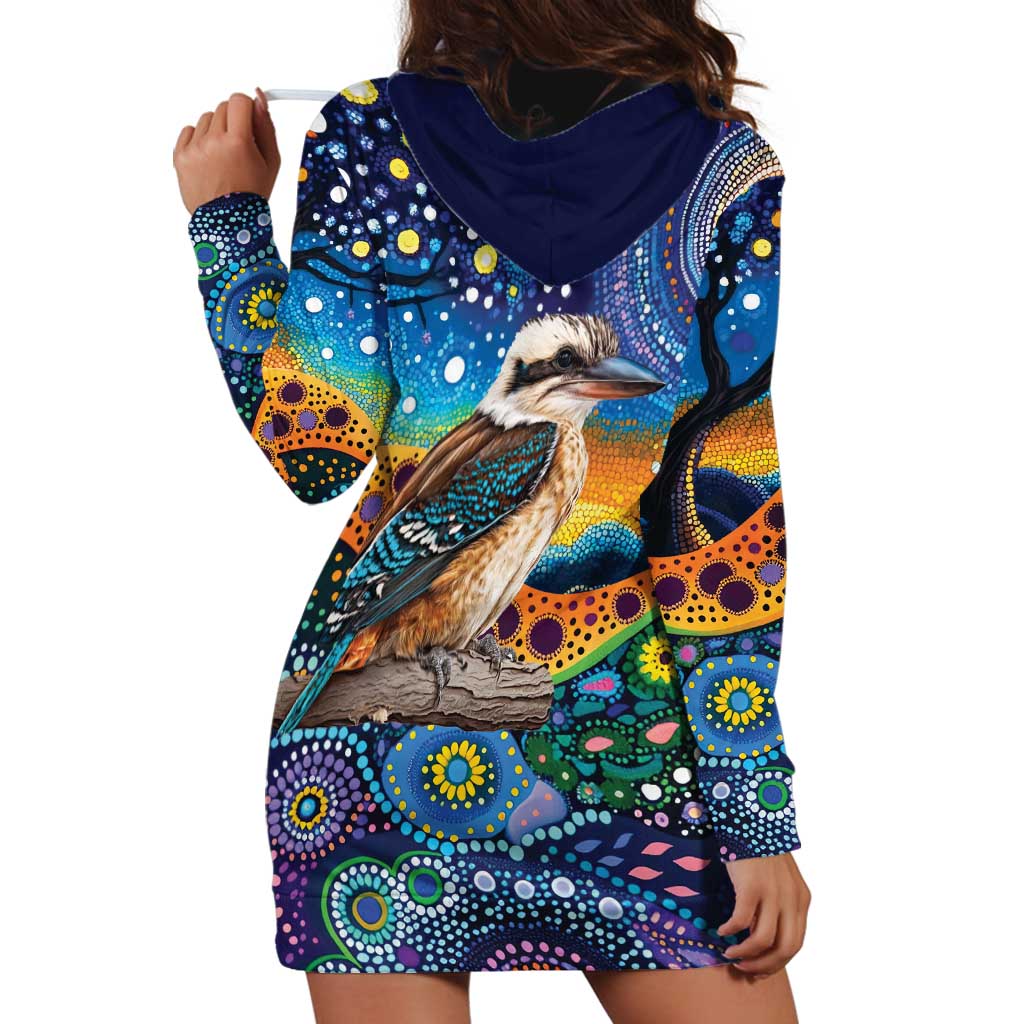 Australian Kookaburra Indigenous Hoodie Dress Aboriginal Dot Painting