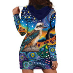 Australian Kookaburra Indigenous Hoodie Dress Aboriginal Dot Painting
