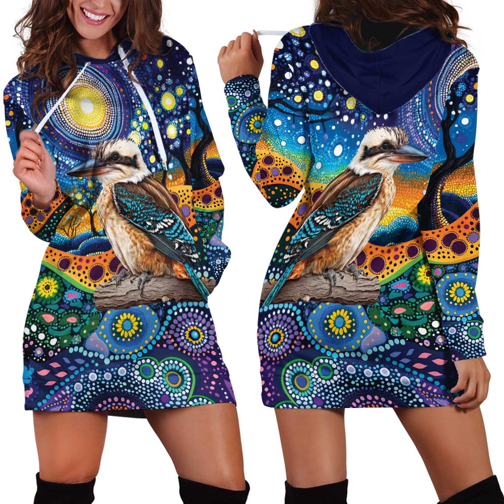 Australian Kookaburra Indigenous Hoodie Dress Aboriginal Dot Painting