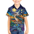 Australian Kookaburra Indigenous Kid Hawaiian Shirt Aboriginal Dot Painting