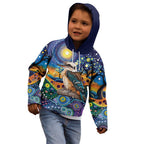 Australian Kookaburra Indigenous Kid Hoodie Aboriginal Dot Painting