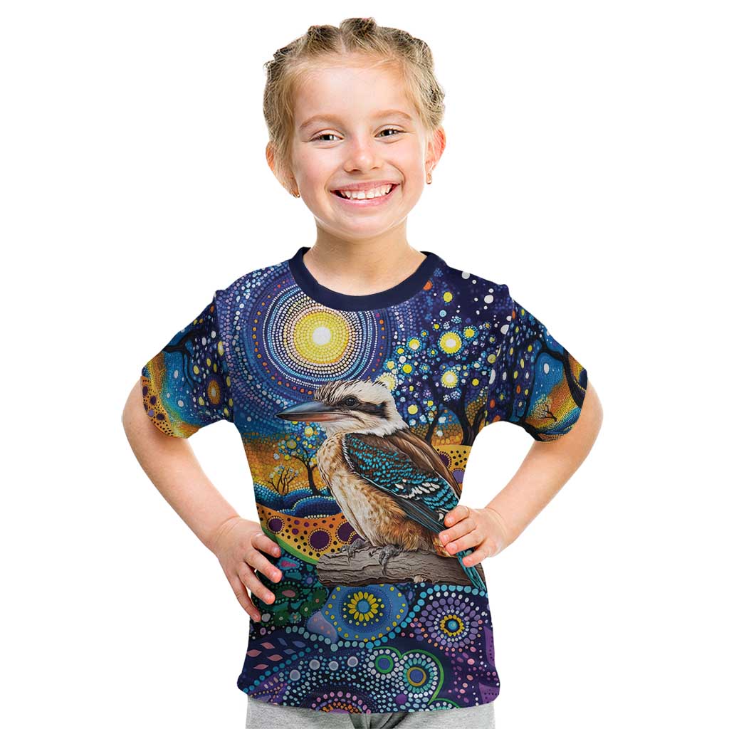 Australian Kookaburra Indigenous Kid T Shirt Aboriginal Dot Painting