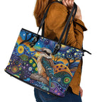 Australian Kookaburra Indigenous Leather Tote Bag Aboriginal Dot Painting