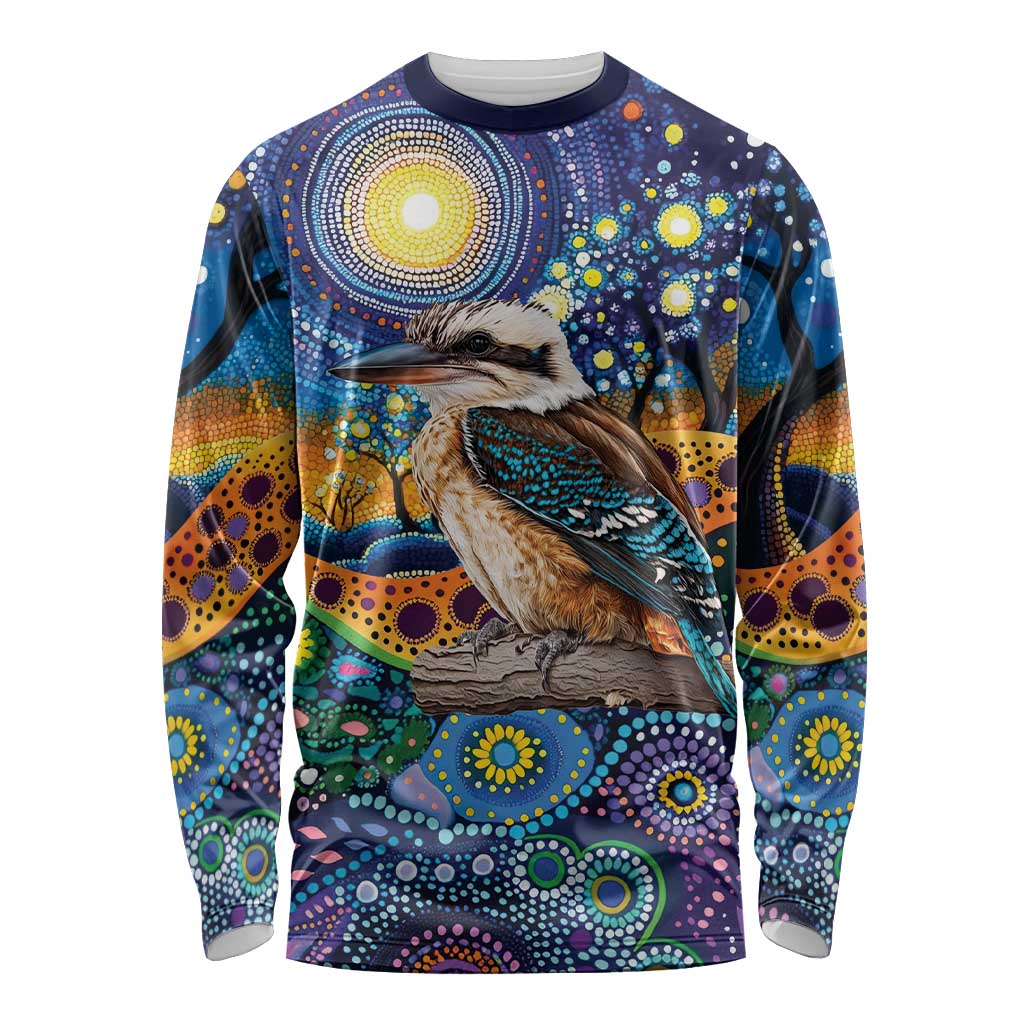 Australian Kookaburra Indigenous Long Sleeve Shirt Aboriginal Dot Painting