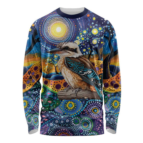 Australian Kookaburra Indigenous Long Sleeve Shirt Aboriginal Dot Painting