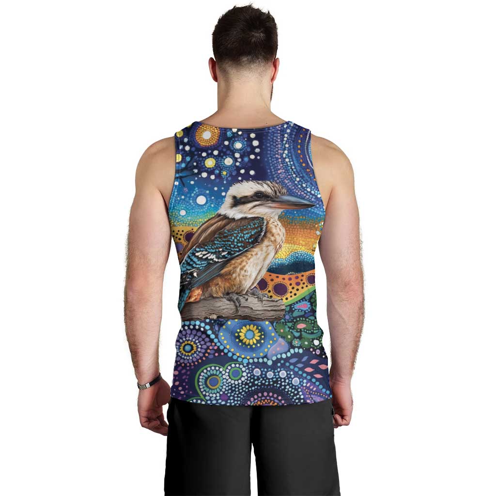 Australian Kookaburra Indigenous Men Tank Top Aboriginal Dot Painting