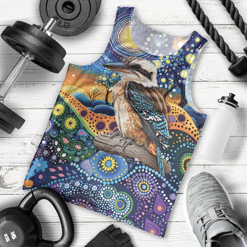 Australian Kookaburra Indigenous Men Tank Top Aboriginal Dot Painting