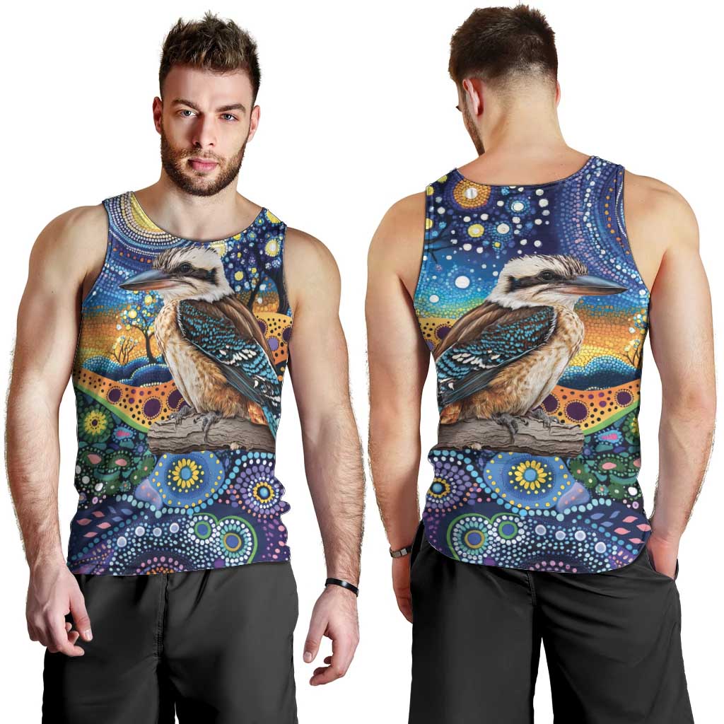 Australian Kookaburra Indigenous Men Tank Top Aboriginal Dot Painting