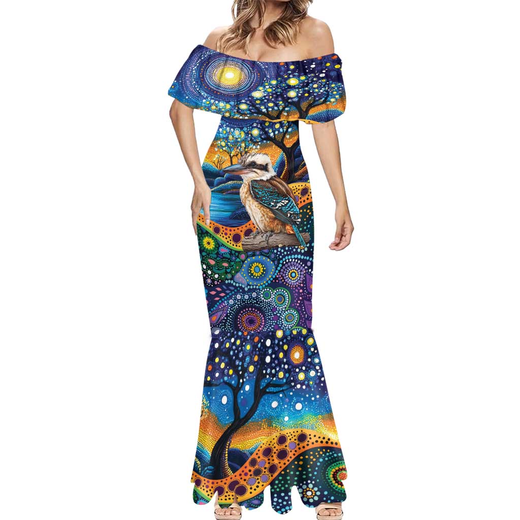 Australian Kookaburra Indigenous Mermaid Dress Aboriginal Dot Painting