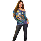 Australian Kookaburra Indigenous Off Shoulder Sweater Aboriginal Dot Painting