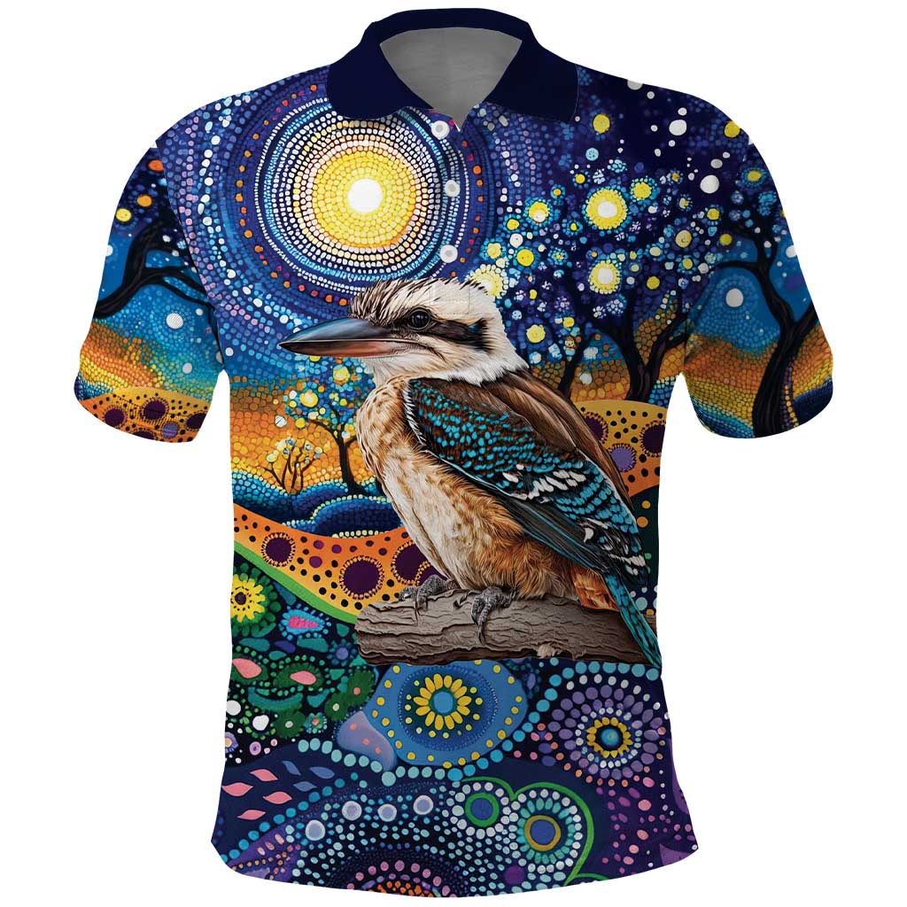 Australian Kookaburra Indigenous Polo Shirt Aboriginal Dot Painting