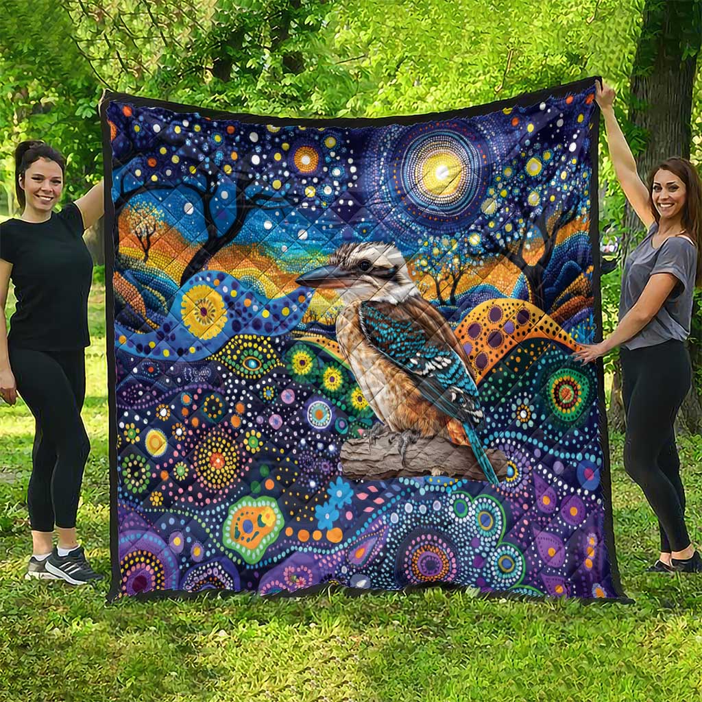 Australian Kookaburra Indigenous Quilt Aboriginal Dot Painting